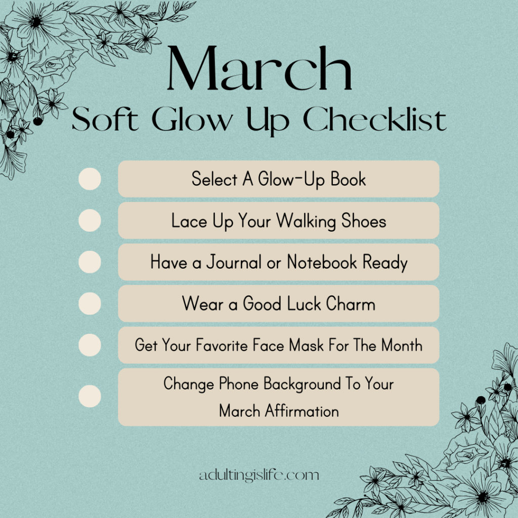 March Soft Glow Up Challenge Checklist